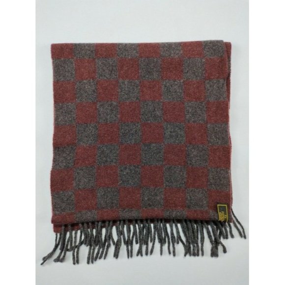 Fendi Red Grey Zucca Print Logo Fringe Wool Scarf - Picture 4 of 4